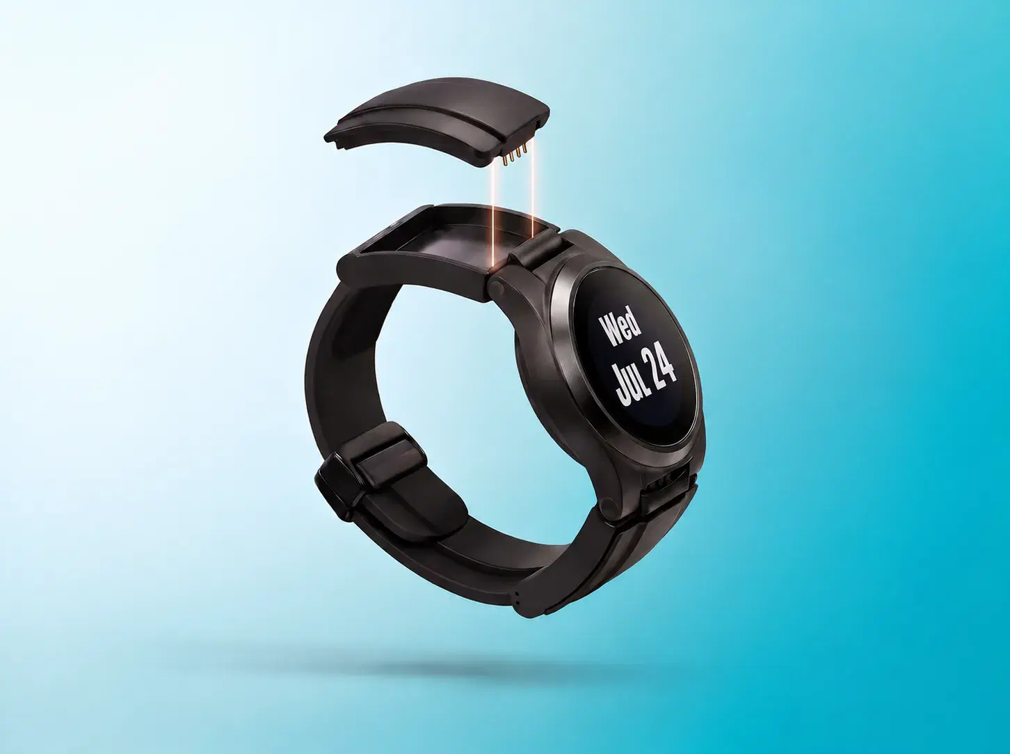 Kanega Watch with its battery pack lifted off the back