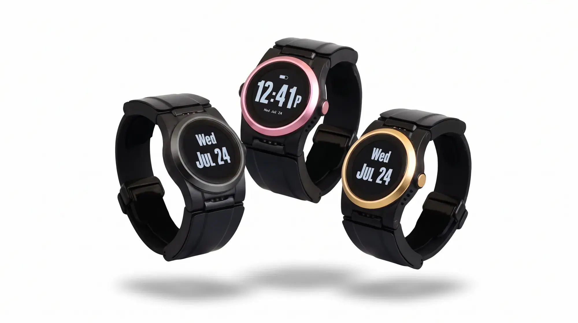 Three Kanega Watches in black, pink and gold