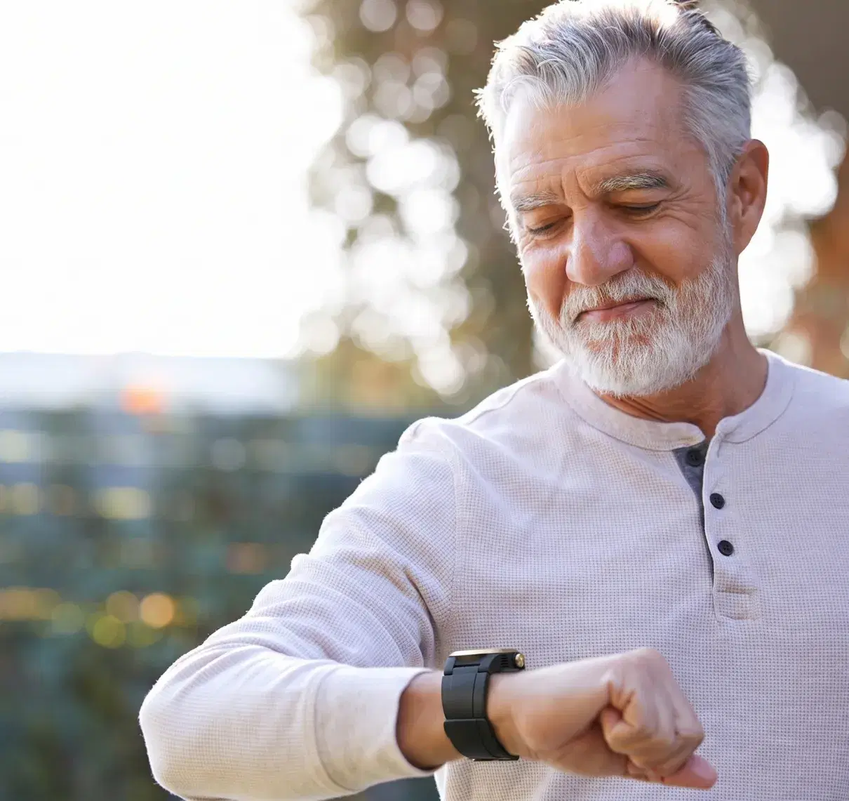 Senior man checking his Kanega Watch